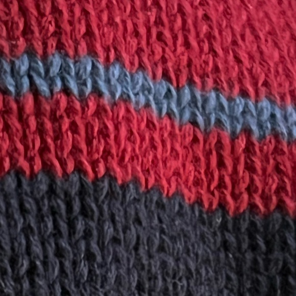Eddie Bauer Long Sleeve Cotton Tight Knit Sweater Red with Blue/White Stripe XLT - Picture 3 of 8